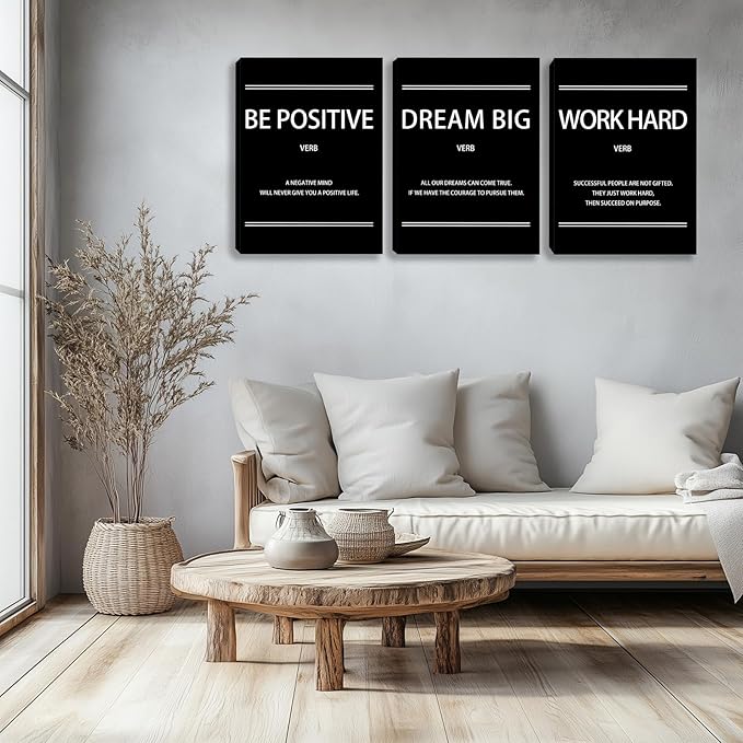 Motivational Wall Decor Paintings Inspirational Office Wall Decor Posters Prints 3 Pieces Bedroom Decor Living Room Office Canvas Picture Wall Painting Home Decoration Framed Artwork (36''W x 16''H)