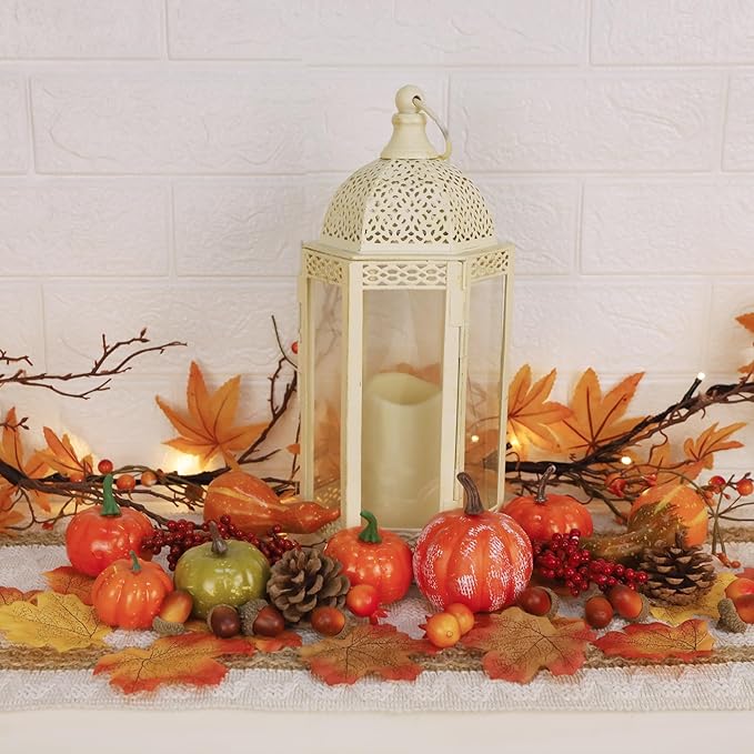 winemana 57pcs Fall Decorations for Home - Small Pumpkins for Decorating with Fake Leaves, Gourds & Pinecones -Thanksgiving Decor for Table Centerpiece Indoor Room Autumn Harvest Decor