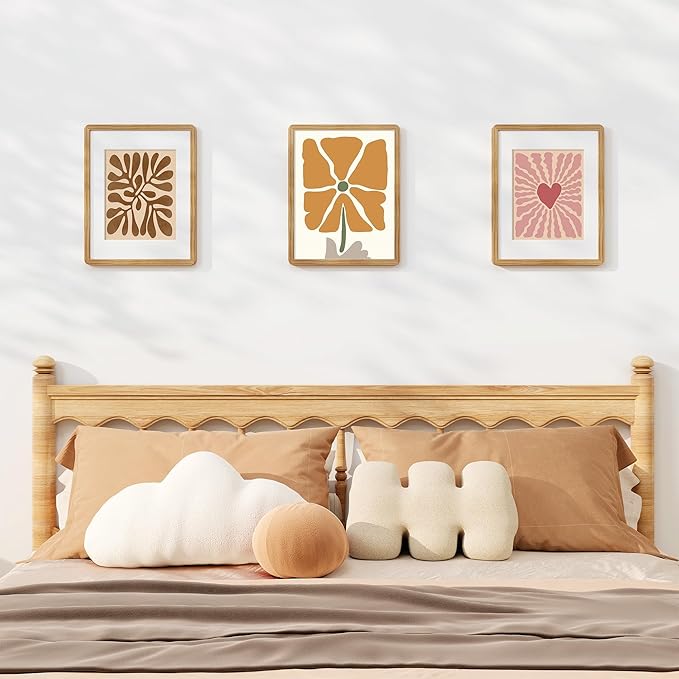 11x14 Picture Frame, Solid Oak Wood Frame 11 x 14 for Wall, Rustic Wooden Frames 11 by 14 with Tempered Glass, 11x14 Frame with Mat for 8x10, Home Decor Photo Frames 11"x14", Natural Oak Color, 1 Pack