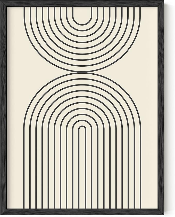 HAUS AND HUES Neutral Wall Art Prints for Wall Decor - Boho Art Wall Prints | Mid Century Modern Decor Line Art Wall Decor and Geometric Wall Decor | 12" x 16" UNFRAMED