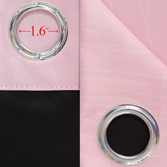 Estelar Textiler Pink and Grey Ombre Blackout Curtains for Living Room, Full Room Darkening Curtains for Bedroom, Light Blocking Grommet Thermal Insulated Gradient Drapes, 2 Panels, 42x96 Inch