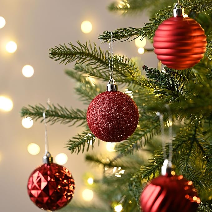 Valery Madelyn Christmas Ornaments Tree Decorations Set for Fall Halloween, 24ct Red Shatterproof Ball Ornaments, 2.36" Hanging Ornament Bulk for Xmas Holiday Party Decor