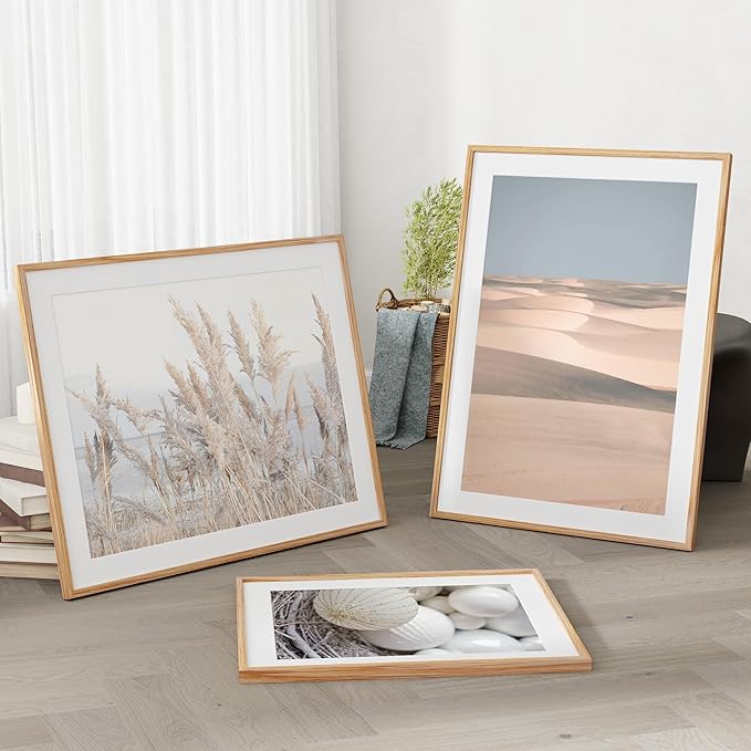 Fun Memories Rustic Solid Oak Wood Frame - 20x26 for Wall, Matted to 16x22 (Natural Oak Color, 1 Pack)