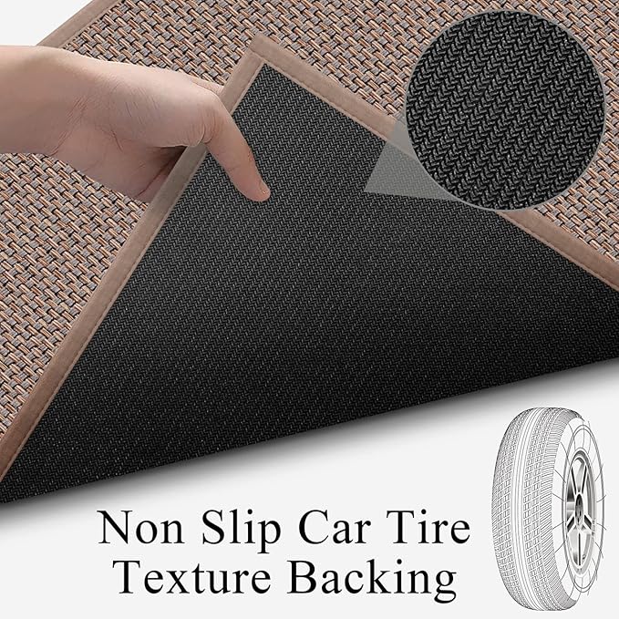 GOYLSER Jute Washable Rug Runner for Hallway, Low Pile Rubber Laundry Runner Rugs, 10 ft Woven Hall Rugs Runners Non Slip, Light Brown