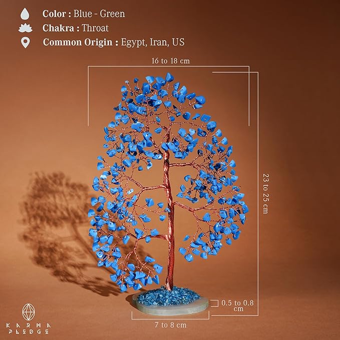 Crystal Trees for Home and Office Decoration, Turquoise Chakra Healing Crystals Feng Shui Handmade Trees for Positive Energy, Money, Good Luck, Christmas Decor, Birthday Gifts for Women, Mom