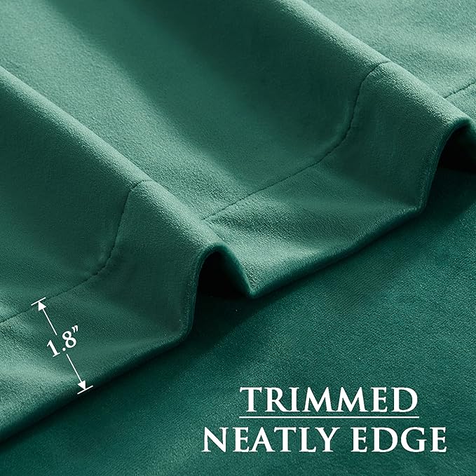 StangH Green Velvet Curtains 108 inches Long, Back Tab Living Room Window Panels Thermal Insulated Room Darkening Drapes for Sliding Door, W52 x L108, 2 Panels