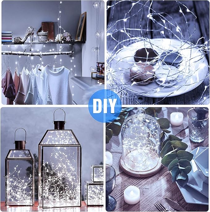 10 Pack Fairy Lights Battery Operated - 7ft 20 LED Twinkle Lights Copper Wire Mini String Lights Firefly Lights for Mason Jars DIY Crafts Christmas Wedding Party Centerpiece Table Decor, Cool White