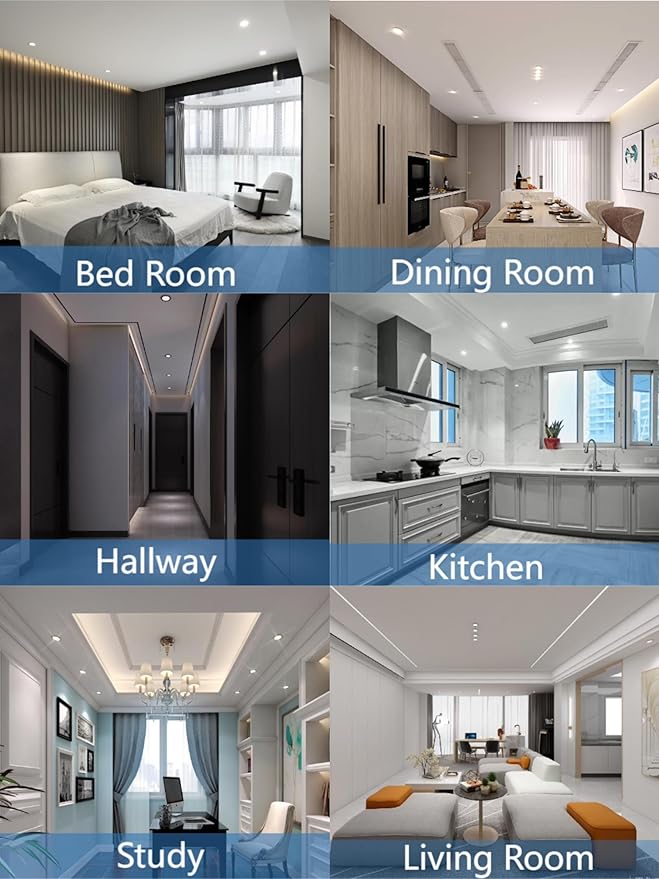 Jolux 6-Pack 5/6" LED Can Lights Retrofit Recessed Lighting,12W=60W,4000K Cool White,800 Lumens,Dimmable Can Lights,Damp Rated,Simple Installation Adjustable Retrofit Downlight,ETL,Bevel Trim