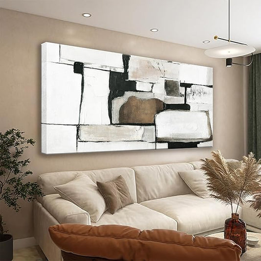 Tsomzxng Canvas Art Wall Decor Abstract Wall Art For Living Room Modern Canvas Abstract Wall Decor Prints Pictures Wall Brown Grey Wall Art For Hotel Home Wall Artwork 24x48 Inch