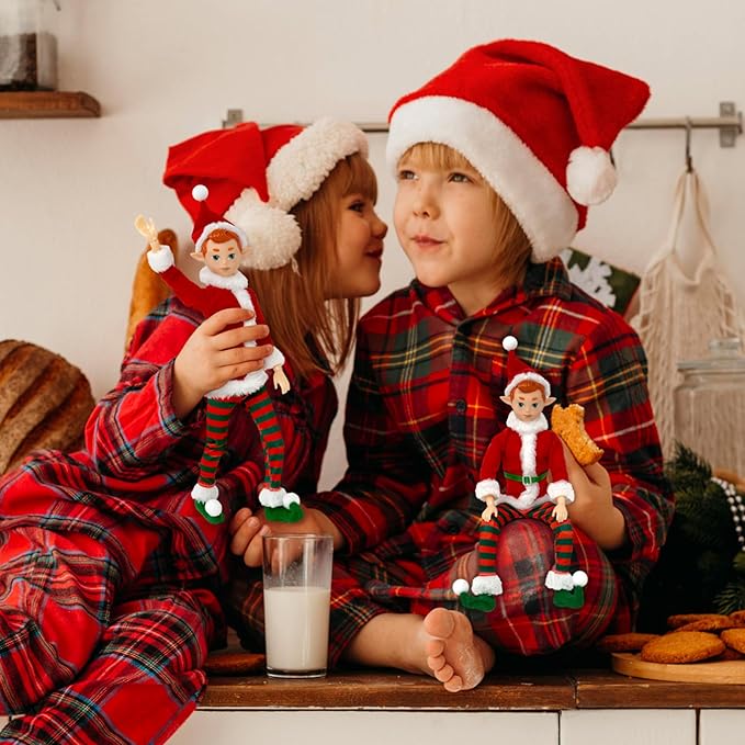 The Original Elf Christmas Elf Dolls, 12" Elf Doll, Toy for Kids or Décor, Mini Toy Elf Dolls for Christmas Elf Decorations, Poseable Little Elf Shelf Sitters with Dangling Legs