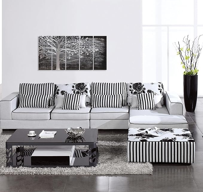 Yihui Arts Metal Tree Wall Decor Hand Grind On Aluminum Modern Abstract Nature Wall Art Contemporary Landscape Pictures for Living Room Bedroom Dinning