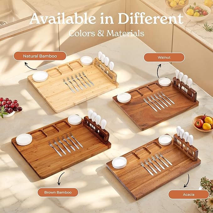 SMIRLY Charcuterie Boards Set - Large Acacia Cheese Board set - House Warming Gifts New Home, Wedding Gift for Couple, Bridal Shower Gift, Birthday Gifts for Women