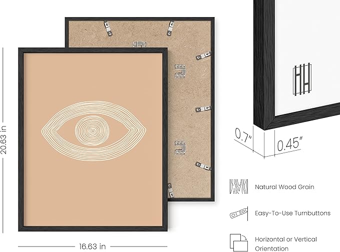 HAUS AND HUES Boho Posters - Neutral Wall Art Prints - Abstract Art - Eye of Sauron Peach (16x20 Framed Black)