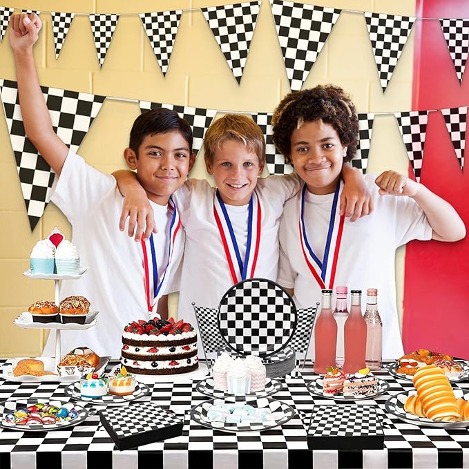 180Pcs Race Car Party Supplies Paper Plates and Napkins Serve 60 Disposable Tableware Set for Birthday Party Decorations Game Day Family School Holiday Sports Events