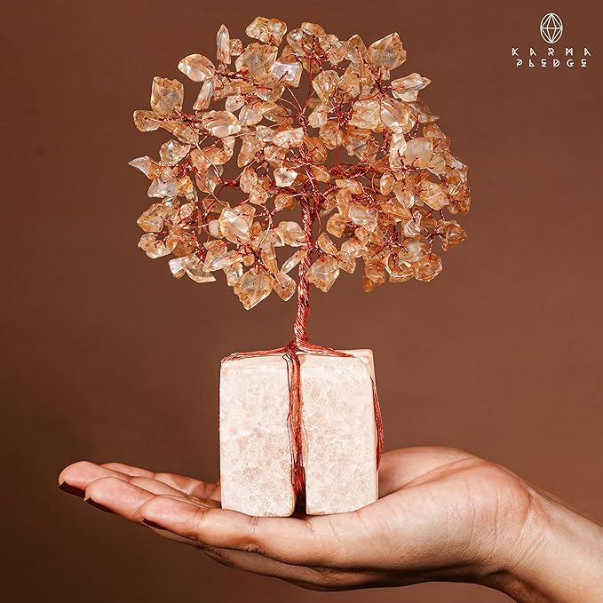 Crystal Tree for Birthday Gifts for Women, Handmade Raw Crystal Base Citrine Chakra Healing Crystal Tree of Life for Positive Energy, Money, Good Luck, Christmas Décor, Home and Office Decor