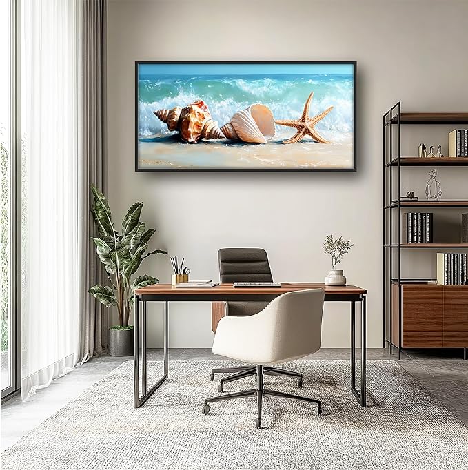 Lovira Beach Large Wall Art Starfish Shell Ocean Coastal Beachy Canvas Wall Decor Pictures Prints Painting Framed Modern Artwork for Living Room Bedroom Bathroom Office 30"x60"