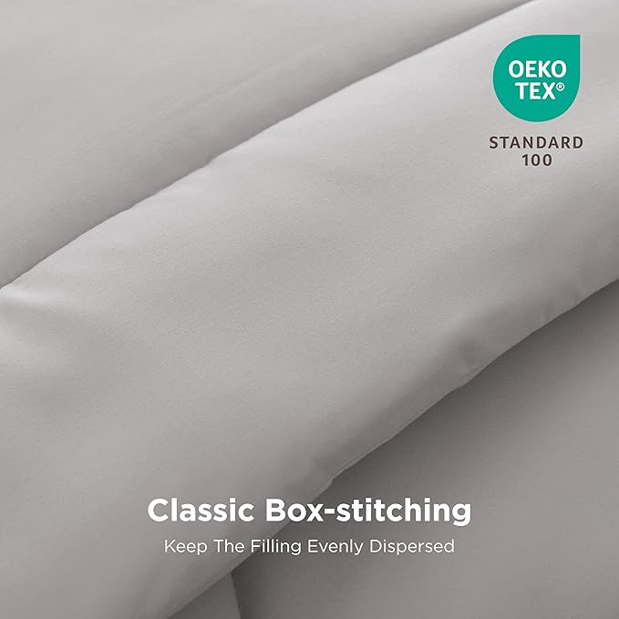Bedsure Comforter Duvet Insert - Quilted Comforters Twin XL Size, All Season Duvet, GentleSoft Down Alternative Bedding, with 8 Tabs, Gifts for Women/Men, Light Grey, Twin XL 92 x 68 Inches