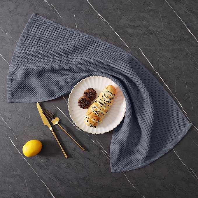 Homaxy 100% Cotton Kitchen Towels and Dishcloths Set, 12 x 12 Inches and 13 x 28 Inches, Set of 10 Bulk Kitchen Towels Set, Ultra Soft Absorbent Dish Cloths for Washing Dishes, Dark Grey