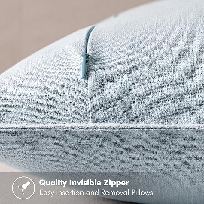 MIULEE Decorative Linen Pillow Covers 20x20 Inch Light Blue Boho Farmhouse Neutral Couch Throw Pillows for Bed Pack of 2 Accent Coastal Modern Pillowcase Summer Sofa Livingroom Home Decor