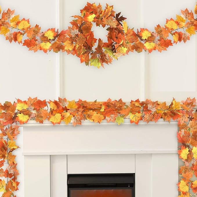 6 Pack Fall Decorations for Home, 35.4FT Fall Garland for Mantle, Thanksgiving Garland Outdoor, Halloween Decorations Fall Decor Colorful Fall Garlands for Thanksgiving Autumn Harvest Party Supplies