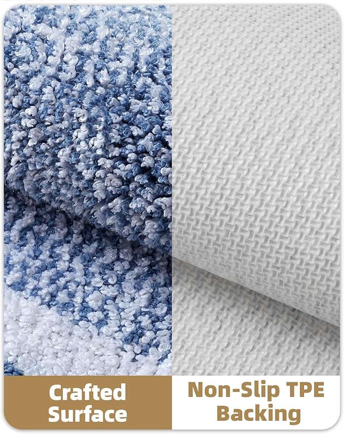 Color&Geometry Simple and Stylish Bathroom Runner Non Slip, 24"x43" Light Blue Bath Runner Rug, Absorbent, Soft, Washable, Microfiber Bath Mat Bathroom Carpet