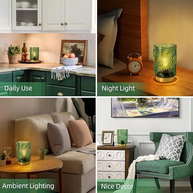 Rechargeable Battery Powered Lamp, Cordless Emergency Lamps for Power Outage, Decorative Small Accent Lamps for Entryway/Stairway/Bathroom/Corner, Dimmable Glass Battery Operated Table Lamp Indoor