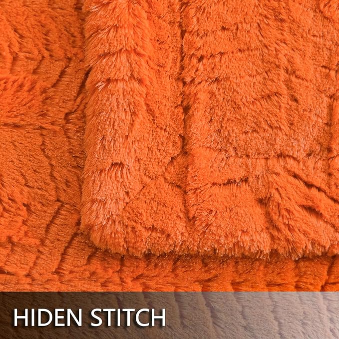 YUSOKI Luxury Faux Fur Twin XL Blanket for Twin XL Bed 2 Layers,5.2lb,All Ages,Home Decoration Without Pillows(Burnt Orange,63"x90")