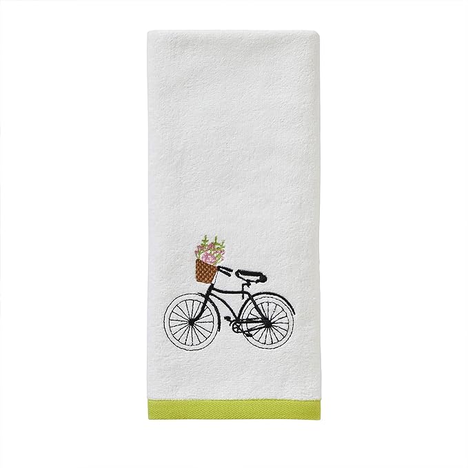 SKL Home by Saturday Knight Ltd. Flower Basket Bike Hand Towel (2-Pack), Wht