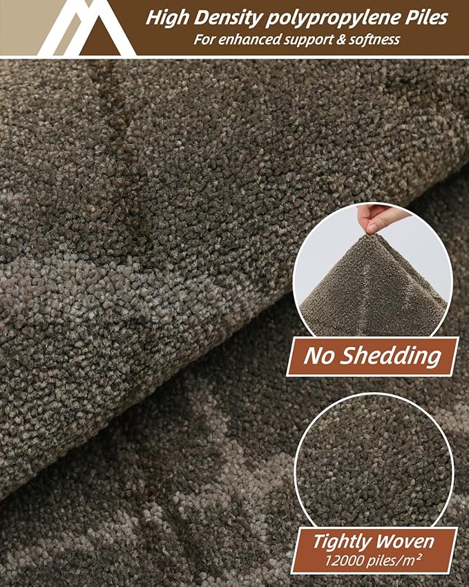 COSY HOMEER Kitchen Mats, 2 PCS Kitchen Rug Non Slip Washable, Absorbent Runner Rugs for Kitchen Floor, Polyester Kitchen Sink Rug 24"x36" + 24"x60"(Brown)