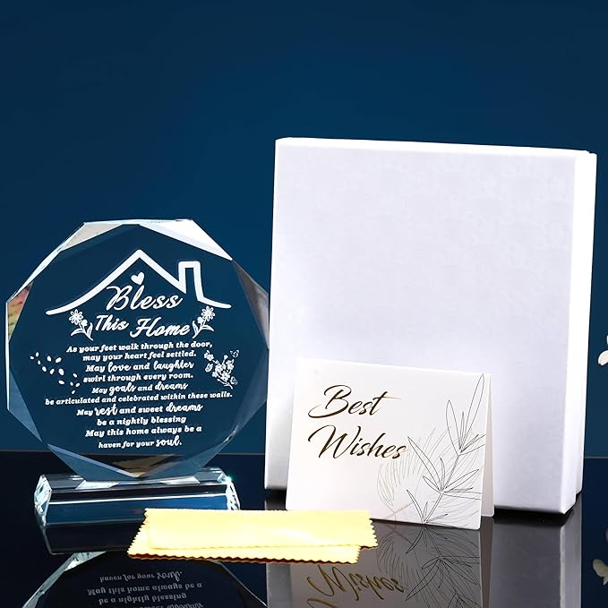 House Warming Gifts New Home Crystal Decor Plaque Housewarming Gift Keepsakes for New Homes for Couple Women Men Friends Bless this Houses Warming Gifts New Apartment