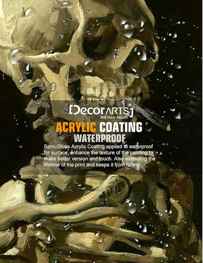 DECORARTS - Head of a Skeleton with a Burning Cigarette. Vincent Van Gogh Reproductions. Giclee Print for Wall Decor. 16x20