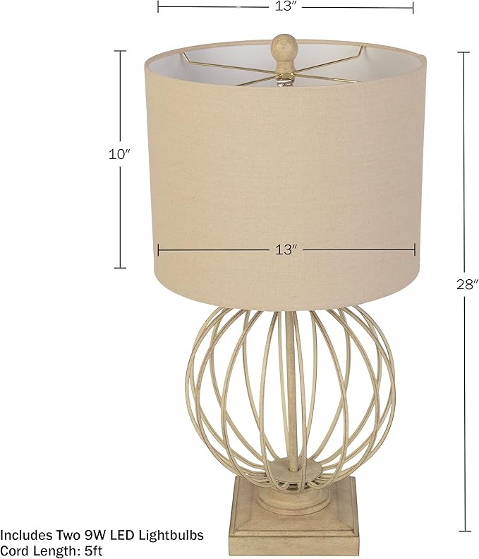 Lavish Home Set of 2 Table Lamps - Modern Lamps with USB Charging Ports and LED Bulbs - for Living Room, Office, or Bedroom Decor (Sand)