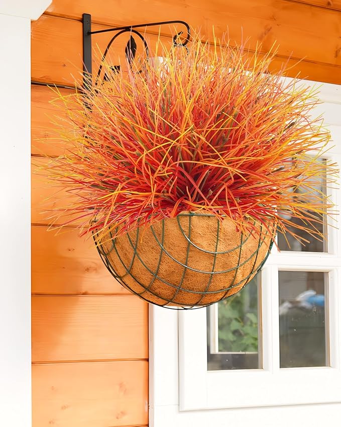 36 Pcs Artificial Fall Grass Plants Outdoor Faux Fall Flowers UV Resistant Autumn Grass Fake Greenery Shrubs Decor for Home Table Centerpiece Party Garden Window Box Thanksgiving Harvest