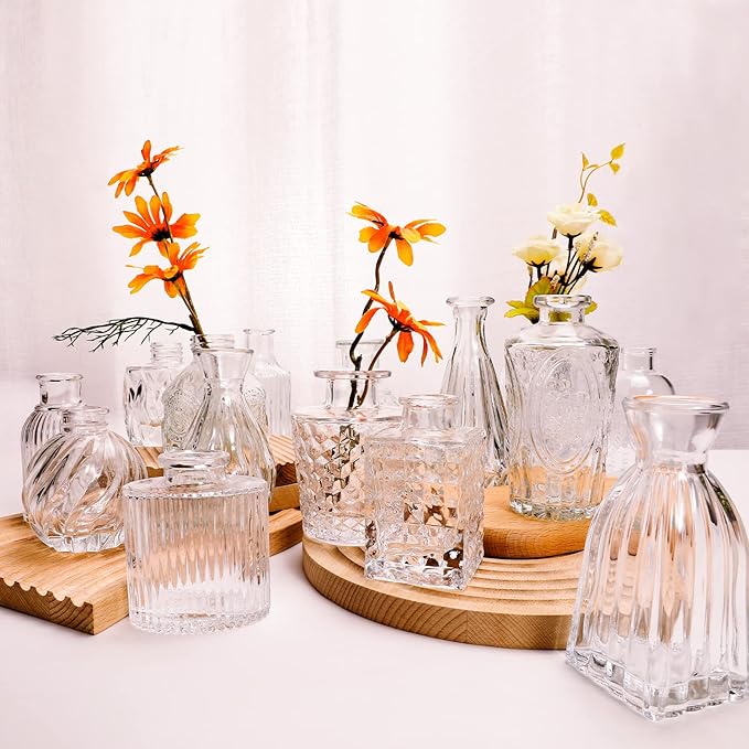Arme Glass Bud Vase Set of 60 Pcs, Small Clear Glass Bud Vases in Bulk for Flowers, Rustic Wedding Centerpieces and Vintage Decorations, Perfect for Home, Table and Events with Elegant Design