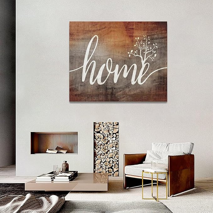 Large Farmhouse Home Wall Art Home Word Sign Pictures Wall Decor Rustic Home Quotes Canvas Painting Print Modern Family Decor Artwork Framed for Living Room Bathroom Master Bedroom Dining room 20"x16"