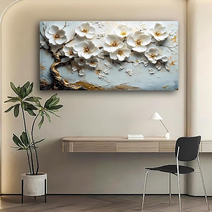 Abstract Wall Art Canvas Print Tree of Life Painting Flower Painting Decor Paintings Modern Style Living Room Bedroom Office Home Kitchen Decor Nature Landscape Artwork Wooden Frame 20x40 inch