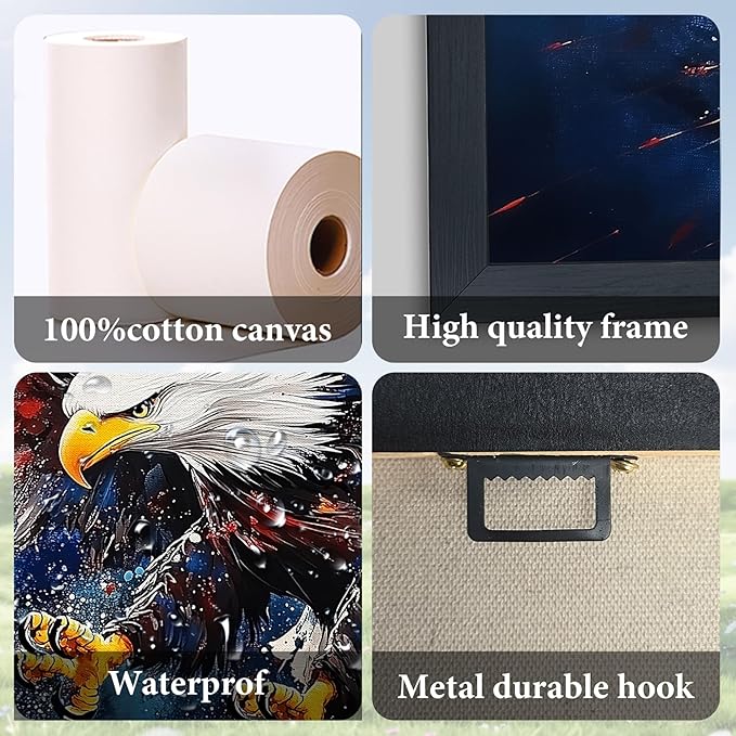 Lovira Bald Eagle Large Wall Art Patriotic Canvas Wall Decor Pictures Prints Painting Framed Modern Artwork for Living Room Bedroom Bathroom Office 30"x60"