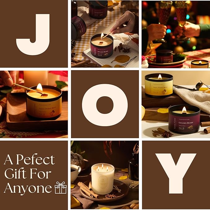 Fall Fresh Cinnamon Bark Essential Oil - Warm & Spicy Pure Beeswax Candle - 30+ Hours Long Burning - Non-Toxic Scented Candles for Autum Home Decor & Aromatherapy for Anxiety Relief - Natural - 5 OZ