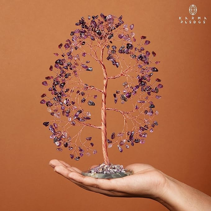Crystal Trees for Home and Office Decoration, Amethyst Chakra Healing Crystals Feng Shui Handmade Trees for Positive Energy, Money, Good Luck, Christmas Decor, Birthday Gifts for Women, Mom