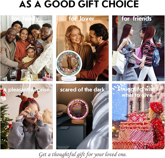 Runyangshi Natural Crystal Green Fluorite Small Tree Round White Frame Tri-Color Ambient Light Home Decoration Night Light Mother's Day Gift