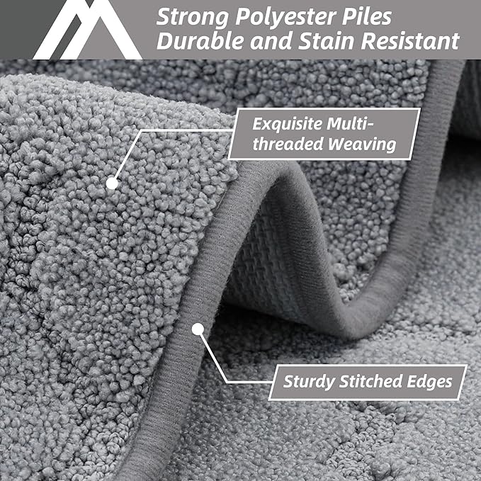 COSY HOMEER-Kitchen-Rugs-Non-Slip-Washable 24"x60" Absorbent Kitchen Runner Rug Polyester Kitchen Mats for Floor Soft Standing Floor Mats for Sink Mat,Hallway,Laundry,Grey