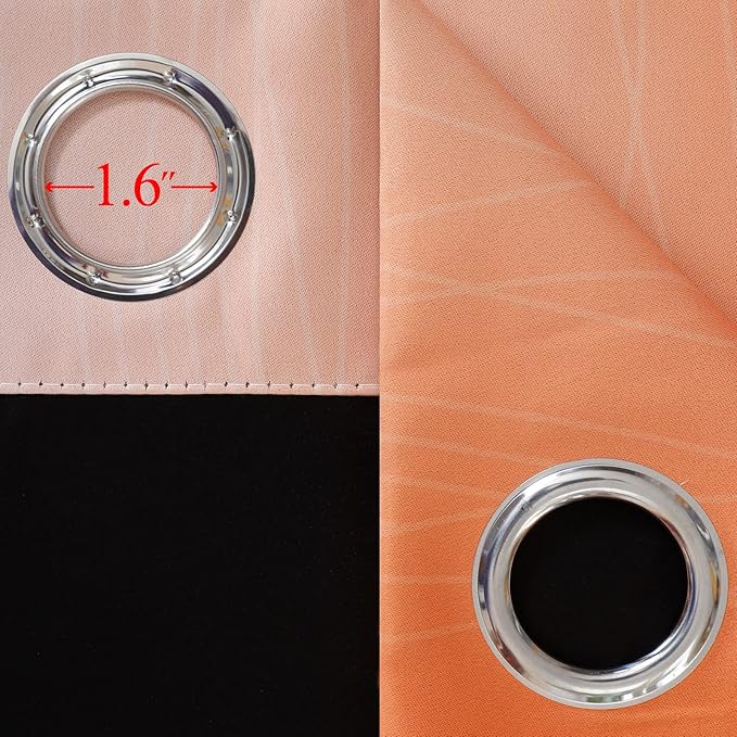 Thermal Insulated Blue and Orange Curtains for Living Room, Complete Light Blocking Ombre Blackout Curtains for Bedroom, Full Room Darkening Gradient Grommet Drapes for Boy Room, 42x84 Inch, 2 Panels