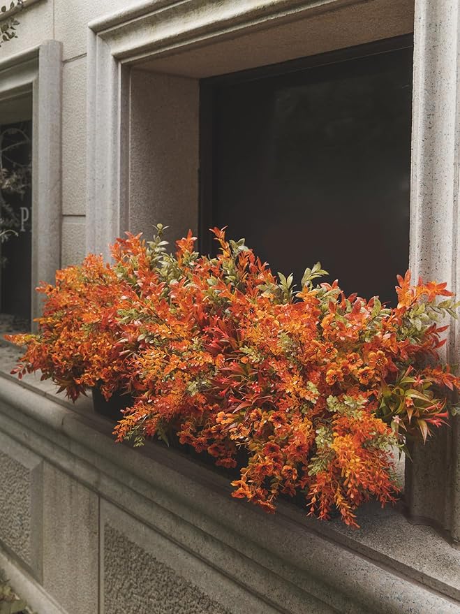 8pcs Fall Artificial Outdoor Branch with Eucalyptus Leaves for Indoor Outside Hanging Plants Garden Porch Window Box Home Wedding Farmhouse Décor