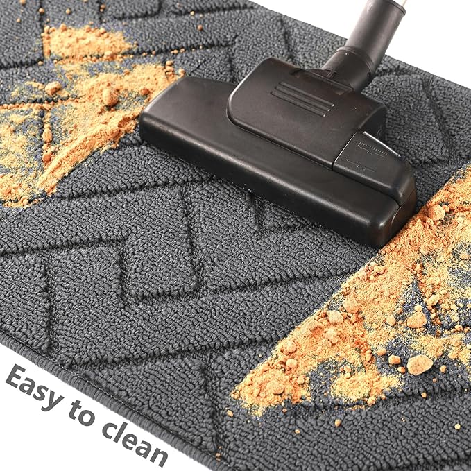 hicorfe Kitchen Rugs and Mats Sets,2 Pieces Super Absorbent Polypropylene Non-Slip Rug,Soft Comfort Floor Mat,Washable for Kitchen,Hallway,Office,Sink,Laundry(24" x 35"+24" x 71",Grey)