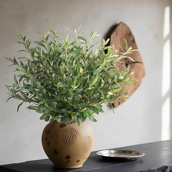 Fake Plants Olive Branch 27.5in Artificial Plant Outdoor Decorations for Living Room Olive Tree Branches Greenery Stems Can Be Used for Spring Home Decor Room Decor Office Decor(12PCS)