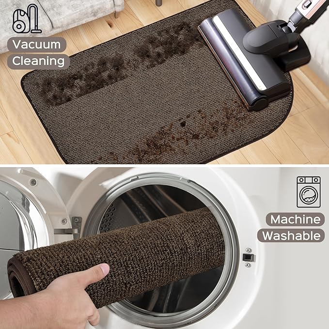 Washable Kitchen Rug 24" x 70" Rectangular, Non Slip Absorbent Indoor Entryway Runner Rug for Floor, Laundry, Bathroom, Bedroom (Roll Packing)