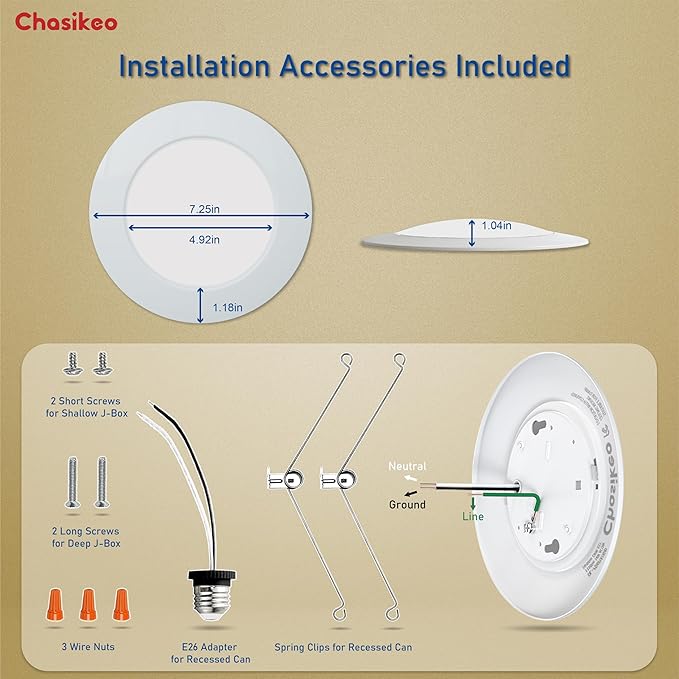 6 Inch LED Disk Lights, Flush Mount Ceiling Lights, Disc Light, 2700K 3000K 3500K 4000K 5000K 5CCT Selectable, Recessed Can Light, CRI90+, 14.8W 1150LM, UL/FCC/Energy Star Certified(12 Pack)