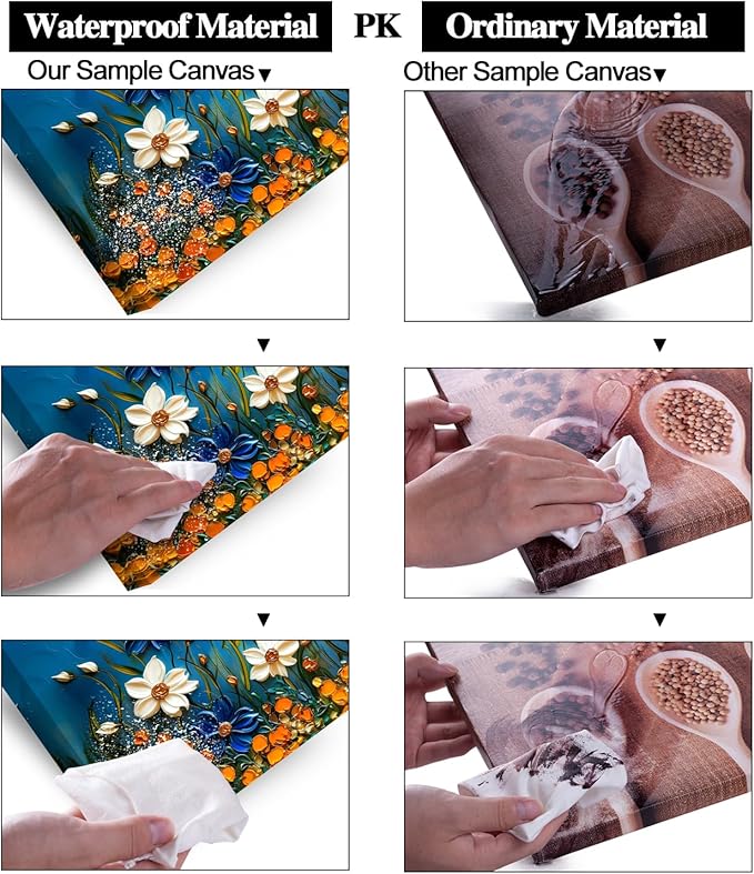 ZESTFLICKR Daisy Canvas Wall Art Daisies Flower Oil Painting Print Modern Floral Canvas Painting Artwork Nature Painting for Living Room Bedroom Home Office Kitchen Decoration (23x46 inches)