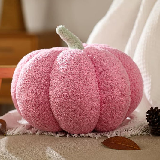 YRXRUS Halloween Pumpkin Pillows, Pink Pumpkin Shaped Throw Pillows Gifts, Fall Room Decoration, Small Cute Halloween Pillow, Teddy Fleece Small Cute 4x7 Inches Pillow for Natural Decor