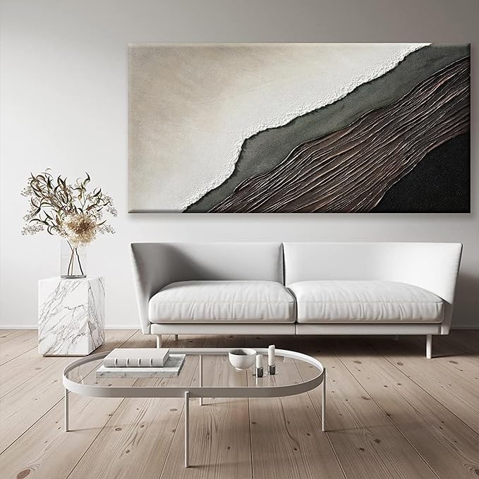 Tsomzxng Large Abstract Wall Art For Living Room Decor Black Brown Wall Art Painting Prints Minimalist Abstract Art Modern Canvas Art Wall Decor For Bedroom Kitchen Office Artwork 29"×58"